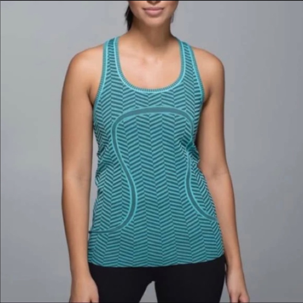 Lululemon Athletica Tops , Chevron Teal Swiftly Tech Racerback